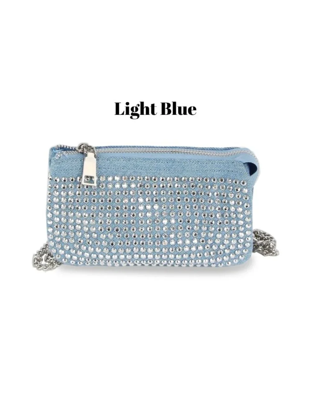 NWT Rhinestone Denim Crossbody Bag Bling Y2K Sparkly Small Purse